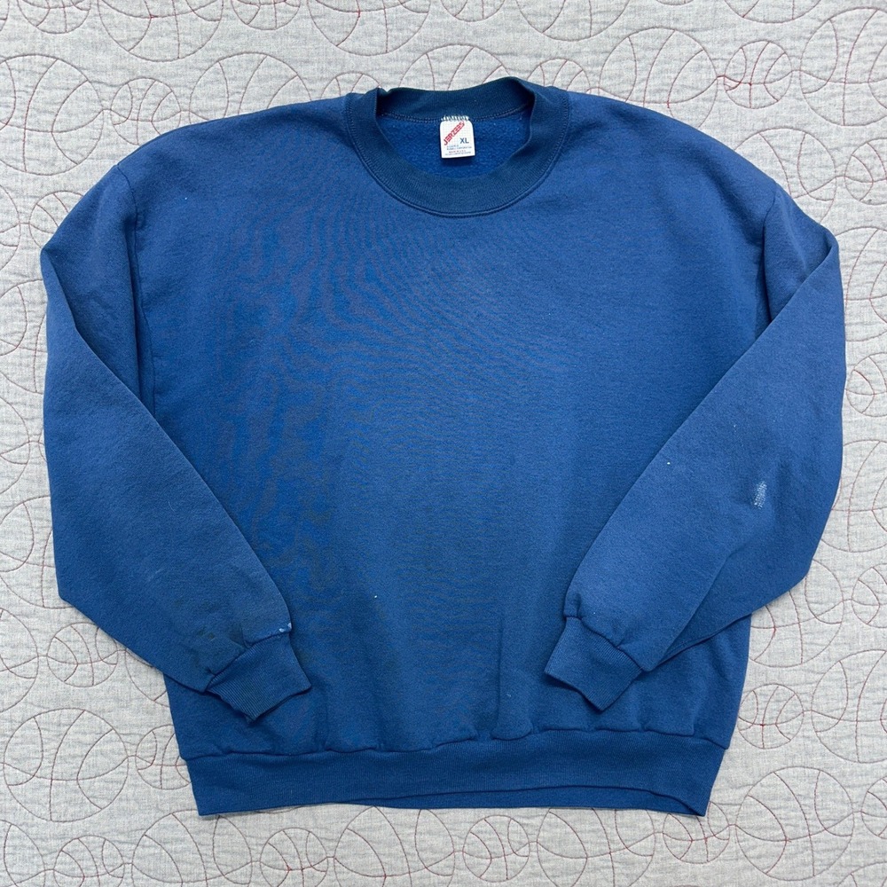 Jerzees Sweatshirt Russell Blue Vintage 90s Blank USA Made / Mens XL